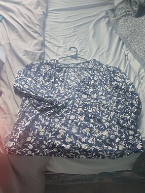 Women's Navy Blue Floral Peasant Blouse - Old Navy